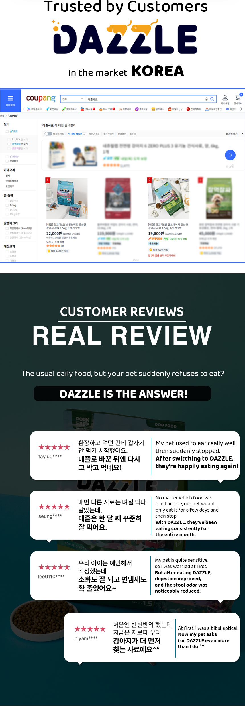 DAZZLE Lamb & Rice Dog Food - 100% Best Korean Quality